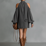 Women's Minimalist Washed Denim Off-the-shoulder Mini Dress