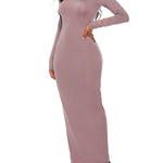 Bodycon Long Sleeves Solid Color High Neck Maxi Dresses