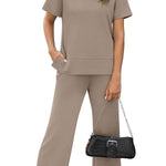 Women's Fashion Comfy Wide Leg 2 Piece Lounge Set