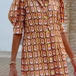 Fashion casual plaid print half-sleeved shirt dress