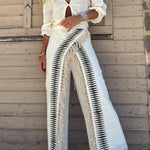 Stylish and Casual High-waisted Tassel Straight Leg Pants