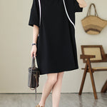 Loose Short Sleeves Split-Joint Round-Neck Mini Dresses