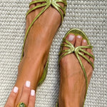 Metallic strappy sandals