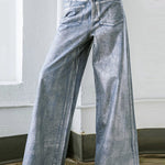 High Waisted Loose Printed Split-Joint Jean Pants Bottoms