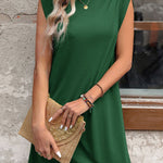 A-Line Loose Solid Color Split-Joint Round-Neck Mini Dresses