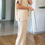 Casual V-Neck Short Sleeves & Pants Two-Piece Set