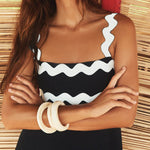 A-line High Waisted Contrast Color Zipper Square-neck Maxi Dresses Midi Dresses