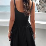 A-Line High Waisted Elasticity Solid Color Spaghetti-Neck Mini Dresses