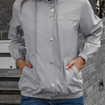 Casual Sportswear Solid Pocket Hooded Collar Outerwear