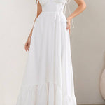 Spaghetti Strap Ruched Waist-Cinched Tiered Maxi Dress