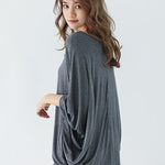 Vintage Loose Round-Neck Batwing Sleeves Shirts