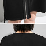 Original Black Zipper Batwing Sleeve Round-Neck Mini Dress