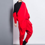 Casual Loose Split-Joint Solid Color High-Waisted Harem Pants