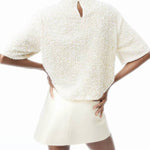 Autumn and winter round neck velvet sequined nightclub short-sleeved T-shirt top