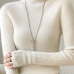 Casual Skinny Long Sleeves Solid Color Half Turtleneck Sweater Tops