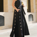 Loose Sleeveless Hollow Split-Joint Split-Side Streamer Deep V-Neck Vest Outerwear