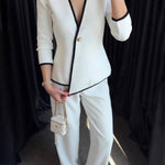 Fashion Contrast V-Neck Jacket