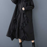 A-Line Long Sleeves Buttoned Split-Joint Lapel Midi Dresses Shirt Dress