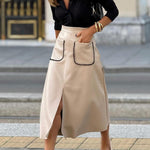 Pocket high waist slim fit A-line skirt