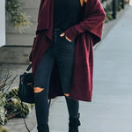 Fireside Pocketed Oversized Drape Neckline Knit Cardigan