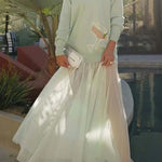 Tini Time Chiffon High Rise Zipper Waist A-line Maxi Skirt