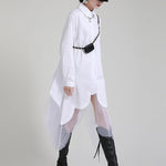 Urban Loose Split-Joint Lapel Long Sleeves Midi Dress