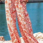 Printed trousers Wide-leg pants Diagonal pocket casual pants