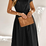 Sweet Elegant Solid V Neck A Line Short Sleeve Dress