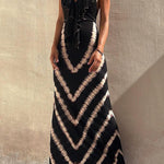 Kyra Ruffle Halter Neck Lace-up Waist Tie-dye Print Maxi Dress
