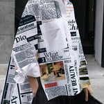 High-Low Long Sleeves Letter Print Pockets Split-Side Lapel Blouses