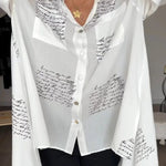 Letter Print Fashion Lapel Shirt