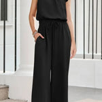 Women's Ruffle Sleeve Solid Color One Piece Jumpsuit