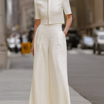 Modern Structured Two-Piece Set ��� Cropped Zip-Front Jacket & Wide-Leg Trousers