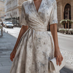 Floral Wrap Midi Dress With Tie Waist