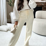Marena Knit Drawstring Elastic Waist Wide Leg Pants