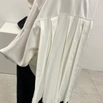Simple Long Sleeves Loose Buttoned Pleated Solid Color Lapel Collar Blouses&Shirts Tops