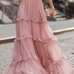 Ruffled V-Neck Tiered Maxi Dress