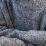 Long Sleeves Loose Solid Color Round-Neck Pullovers Sweater Tops