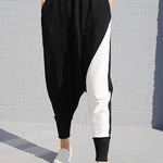 Contrast Color Splicing Harem Pants