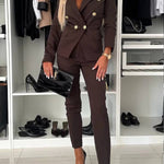 Feeling of Confidence Metal Button Long Sleeve Lapel Blazer