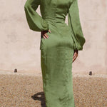 Celebrities Elegant Solid Bandage V Neck A Line Dresses