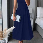 Spaghetti Strap Waisted A-line Midi Dress