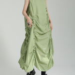 Irregular Clipping Loose Solid Color Round-Neck Midi Dresses