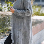Casual Fringed Trim Weave Cardigan Collar Outerwear