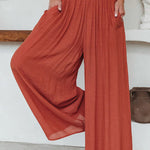 Travel Halfway Smocked Pocketed Wide Leg Pants