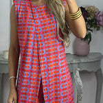 Retro Print Casual Split Top Two-Piece Set