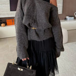 Upper East Chic Knit Wide Neck Long Sleeve Relaxed Sweater