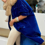 Fashionable gold velvet trench coat long skirt jacket