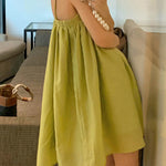 Loose Sleeveless Pleated Solid Color Spaghetti-Neck Mini Dresses Slip Dress