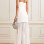 Sleeveless Wrap Belted Pleated See-Through Solid Color Split-Joint Zipper Tube Evening Dresses Maxi Dresses